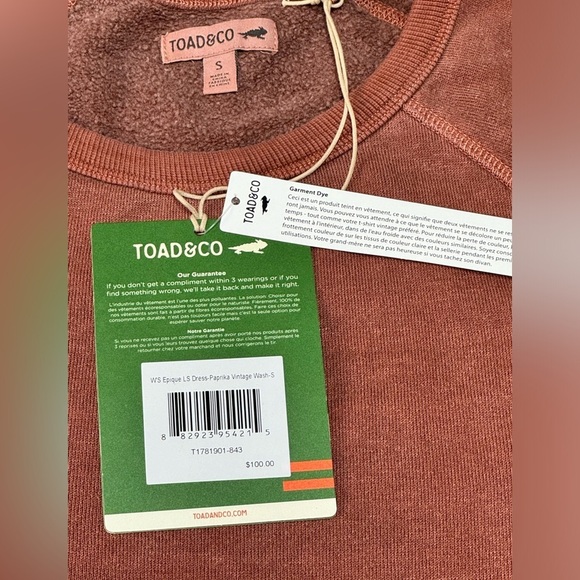 Toad&Co Epique Sweater Dress Long Sleeve Organic Cotton Hemp Paprika Small NWT - Picture 7 of 7